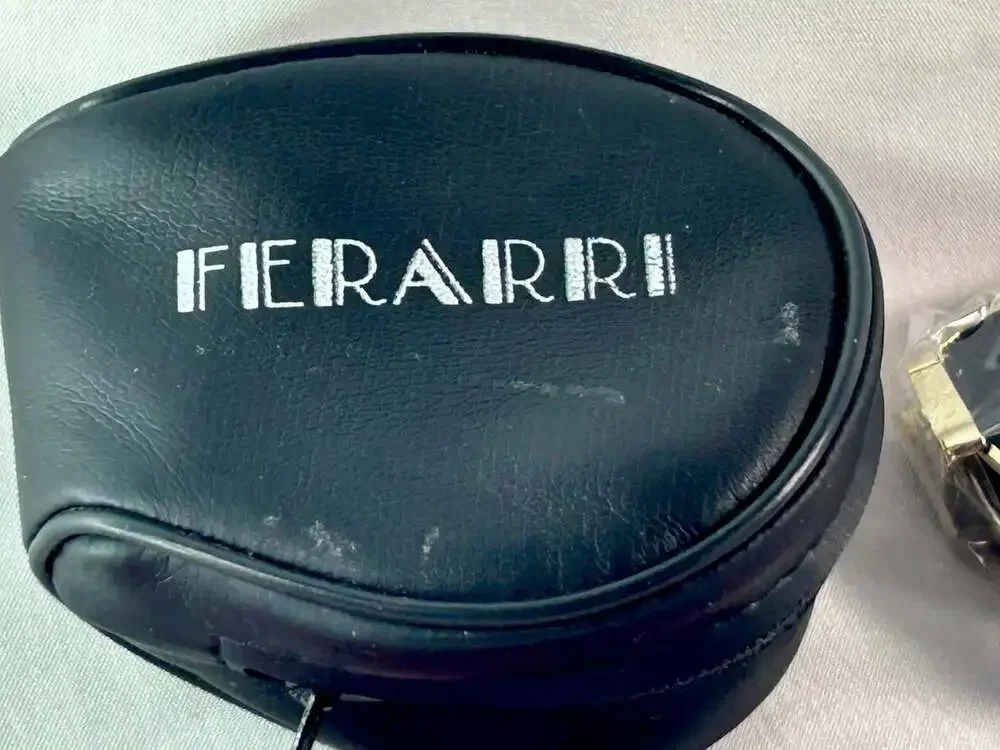 VTG Ferrari Travel Foldable Aviator Sunglasses gold tone with black case